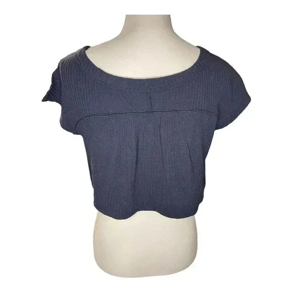 Free People Women's XS Black Movements Can't Handle This Ribbed Cropped Tee - Picture 3 of 4